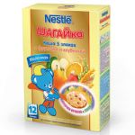 Каша "Nestle" - "ШАГАЙка" 5 злаков с фруктами и клубникой, молочная (Вес 200 гр.) 